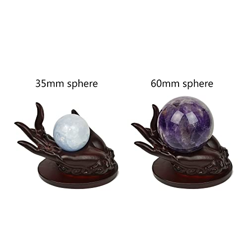 Hand Shape Crystal Ball Stand Sphere Display, Natural Healing Feng Shui Glass Orb Holder Base Statue Decoration, for 30mm-60mm Sphere - style: Hand Shape