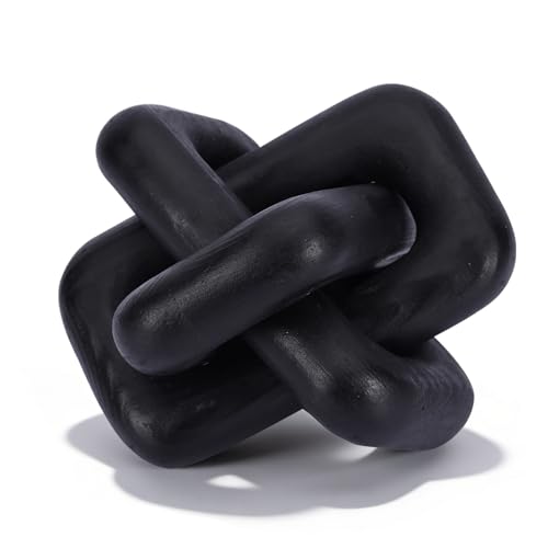 Wooden Knot Decoration Bohemian Decoration Hand-Carved Knot Black Coffee Table Decoration Suitable for Modern Home Bedroom Living Room Farmhouse Dining Table Minimalist Decoration (Black) - color: Black