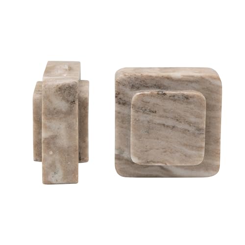 Bloomingville Heavy Duty Marble Bookends, Beige, (Pack of 4) - size: Pack of 4