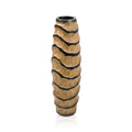 Aeravida Locally Spiral 14-inch Handmade Mango Wood Vase – Carved Decorative Table Vase for Home or Office