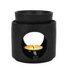 Black Wax Burner, Ceramic Tealight Warmer, Scented Oil Diffuser, Black Ceramic Tea Light Candle Holder - color: Black