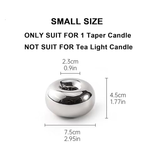 Silver Modern Doughnut Shaped Candlestick Holder, Small Decorative Taper Candle Holder for Bathtub Bedroom Livingroom - size: 1 Pack