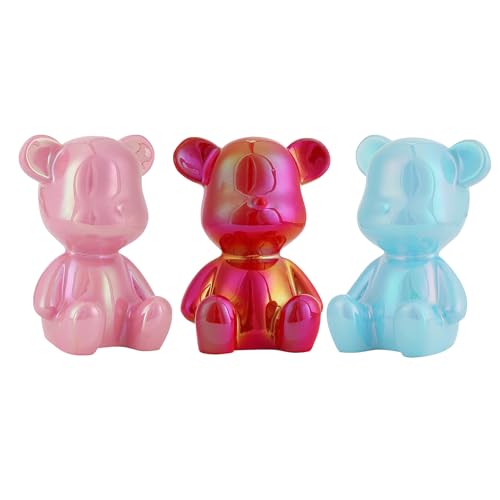 Small Bear Figurines Animal Sculpture Home Décor for Living Room Bedroom Office Statues Desktop Cabinets Tabletop Decor for Women Mom Birthday Gift(Red3 Combinations) - color: Red 3 Combinations
