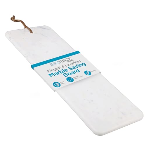 BIRDROCK Home 23" Marble Serving Board - Charcuterie Board for Party Appetizers - Kitchen Platter for Food - Pizza Fruit Display - White