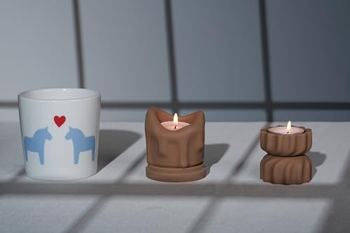 Handcrafted Tealight Candle Holder Designed as a Melting Candle; Handmade Tea Light Candle Holder; Bathroom, Living Room Mantel, Entryway, Buffet and Dining Table Decoration Brown - color: Brown