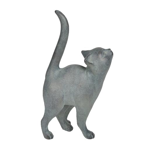 Newman House Studio Garden-Statues Cat-Figurines Home Garden Decor - Farmhouse Backyard Polyresin Kitten 7.6L x 4W x 14.5H inch - color: Single Cat