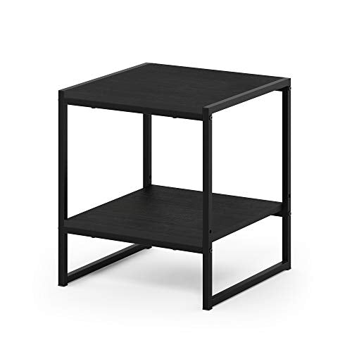 FURINNO Camnus Modern Living 2-Tier End Table, Americano, 15.9 in x 15.75 in x 18 in - color: Americano, size: 2 Tiers, Metal Frame