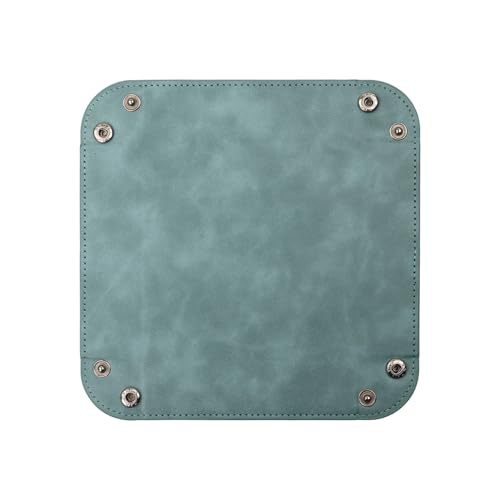 siduater Valet Tray Desktop Storage Organizer – Vegan Leather Catchall Bedside Vanity Tray Nightstand Caddy Holder for Remote Controller, Watch, Keys, Phone, Wallet, Coin, Jewelry, Stone Green - color: Stone Green