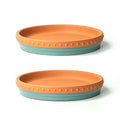 YBX 8-inch Plant Saucer Premium Terracotta Saucer Round Ceramic Plant Trays, Pack of 2 (Turquoise/Terracotta) - color: Turquoise/Terracotta