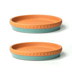 YBX 8-inch Plant Saucer Premium Terracotta Saucer Round Ceramic Plant Trays, Pack of 2 (Turquoise/Terracotta) - color: Turquoise/Terracotta