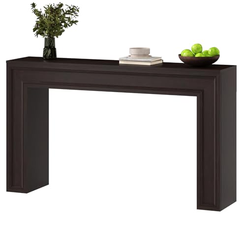 Rresyet 55 Inch Long Console Table, Sofa Table Behind Sofa, Wooden Entryway Table, Farmhouse Entryway Table for Entry, Hallway, Living Room (Cherry) - color: Cherry