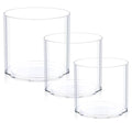JYPS Clear Vase Set of 3, Polycarbonate, Round, Transparent, Wide Mouth, 6 inches, Ideal for Wedding Decor, Flowers, Bedroom, Living Room, Bathroom, Break Resistant - size: 6.2'' W*5.9'' H + 6'' W*5.9'' H + 3.8'' W*3.6'' H