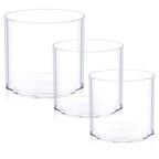 JYPS Clear Vase Set of 3, Polycarbonate, Round, Transparent, Wide Mouth, 6 inches, Ideal for Wedding Decor, Flowers, Bedroom, Living Room, Bathroom, Break Resistant - size: 6.2'' W*5.9'' H + 6'' W*5.9'' H + 3.8'' W*3.6'' H