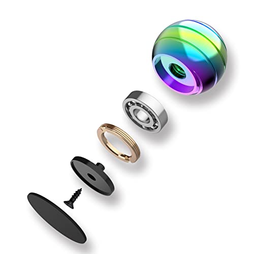 Kinetic Spinning Desk Toy Ball, 1.54'' Fidget Toys Ball for Adults Anxiety ADHD, Optical Illusion Toys for Christmas Birthday (39MM, Rainbow) - color: Rainbow