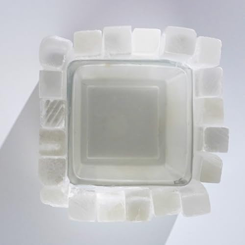 Natural Selenite Candle Holder for Tea Lights Irregularly Arranged Selenite Wand Candlesticks - Elegant Home Decor (Square Candle Holder)