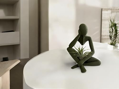 Rivon Creations Ponder Minimalist Sculpture, Modern Abstract Home Decor, 3D Printed Art (Olive) - color: Olive