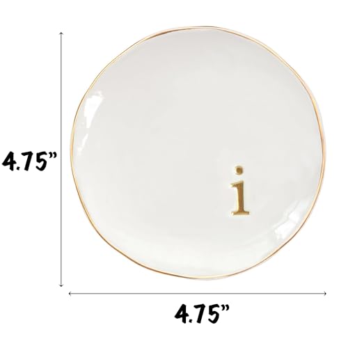 COLLECTIVE HOME - Ceramic Jewelry Tray, Decorative Trinket Dish for Rings Earrings Necklaces Bracelet Watch Keys, Birthday Mother's Day Christmas Gift for Women, 4.75", Glossy (i) - color: I