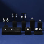 Microfiber Jewelry Ring Display Stand Rings Display Organizer Stand (Black, High) - size: 1.57" x 1.57" x 2.68"