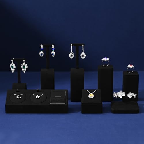 Microfiber Jewelry Ring Display Stand Rings Display Organizer Stand (Black, Medium) - size: 1.77" x 1.77" x 3.15"
