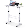 KLSMYHOKI Standing Desk Adjustable Height, Mobile Stand Up Desk with Wheels Small Computer Desk Rolling Desk, Portable Laptop Desk White Standing Table Home Office Desks 16"x31.5" Height 27"-43.5" - color: White