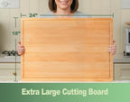 Allsum 24x18" Extra Large Bamboo Cutting Boards for Kitchen, XXL Wood Charcuterie Boards Cheese Serving Tray with Side Handles and Juice Grooves, Solid Durable Reversible - size: 24"L x 18"W