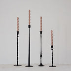 Creative Co-Op Decorative Hand-Forged Metal Taper Holder, Black - size: 4" Round x 12"H