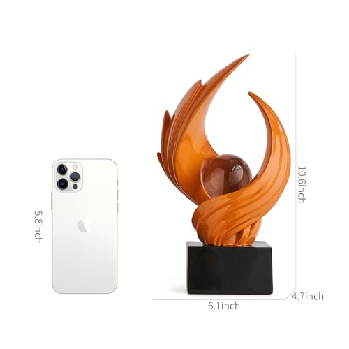 FJS Home Decor Modern Art Statue Decor, Coffee Table Bookshelf Shelf Decor Accents, Abstract Swirl-Shaped Sculpture Decorations for Dining Room Living Room Office (Orange) - color: A-orange