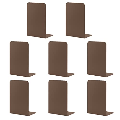 MSDADA Bookends, Book Ends for Book Shelves, Book Ends for Heavy Books,Metal Bookend Supports, Modern Minimalist Style Bookend, Brown(4Pairs/8Pcs) - color: Brown