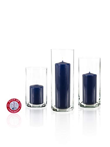 yummi Set of 36 Slim Pillars and Cylinder Vases - Navy Blue - color: Navy Blue