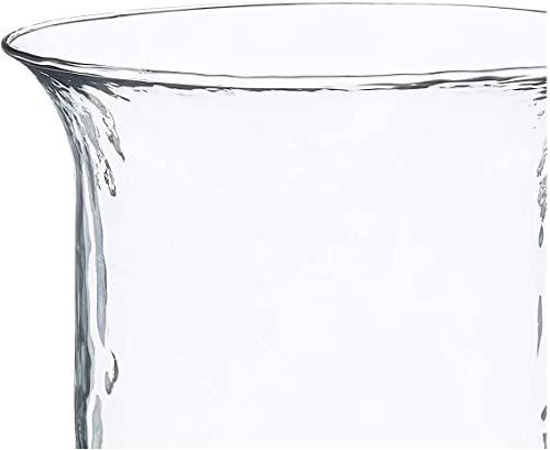 First of a Kind Small Glass Hurricane Pillar Candle Holder with Rustic Metal Insert, Perfect as a Centerpiece - size: 11.75" Tall Clear