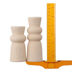2Pcs Beige Ceramic Candle Holders Candlestick Holder Set Table Centerpiece Taper Candle Holders Desktop Decoration for Home Decor