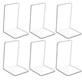 Adwikoso Clear Acrylic Book Ends, 6 Pcs Bookends for Shelves, Non-Slip Book Holder Stand, Decorative Book Stoppers for Heavy Duty Books Office Desktop Organizer