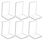 Adwikoso Clear Acrylic Book Ends, 6 Pcs Bookends for Shelves, Non-Slip Book Holder Stand, Decorative Book Stoppers for Heavy Duty Books Office Desktop Organizer