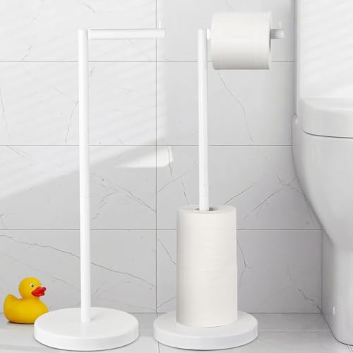 MARMOLUX ACC Free Standing Toilet Paper Holder Stand with Storage for 4 Rolls of Toilet Tissue for Bathroom, Stainless Steel Luxury Modern White Finished 1pc - color: White