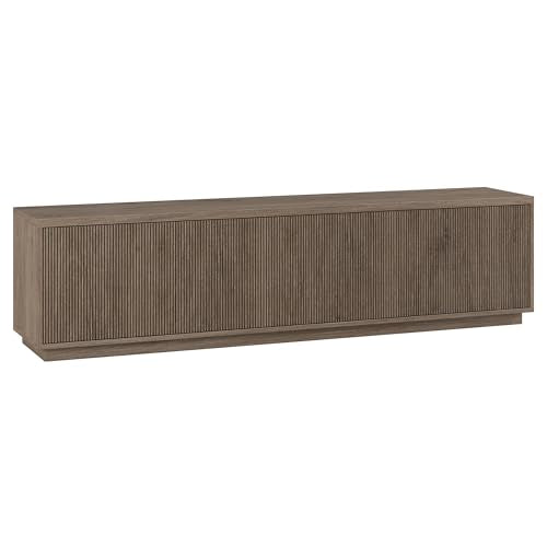 Henn&Hart Fluted TV Stand for TVs up to 85" with 2 Concealed Ribbed Storage Cabinets and Adjustable Shelves for Living Room, Family Room, or Office, Weathered Gray - color: Weathered Gray, size: 79" TV Stand