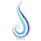 Luxury Lane Hand Blown Ocean Wave Sommerso Art Glass Sculpture for Home Decor 16 inch Tall Centerpiece Table Decoration - size: 16"