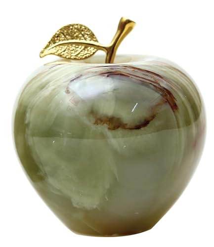 Radicaln Marble Decoration Piece Green Onyx 3" Inch Handmade Apple Paperweight Home Decor – Best for Office Table Decoration & Study Room Decor Paperweight - color: Green