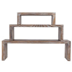MyGift Rustic Brown Wood 3-Tier Collectibles Figurine Display Risers, Dessert Showcase Stands, Set of 3