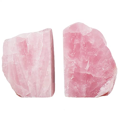 Rose Quartz Bookends Pink Crystal Decorative Book Ends Office Home Decor Small 1 Pair 2-3 Lbs - size: 2-3lbs