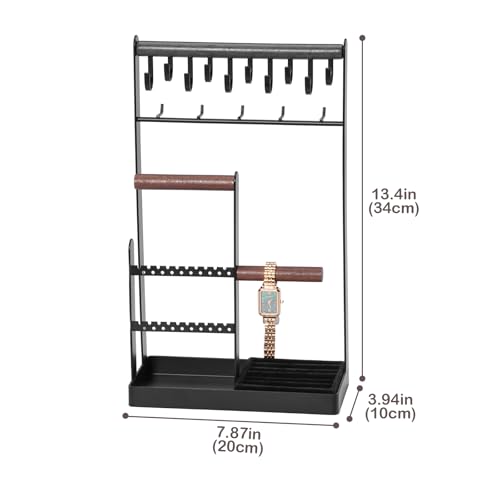 ProCase Jewelry Organizer Jewelry Stand Jewelry Holder Organizer, 5-Tier Necklace Organizer with Ring Tray, Large Aesthetic Jewelry Tower Storage Rack Tree for Bracelets Earrings Rings -Large, Black - color: Black, size: 13.4" Height