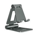 Nulaxy Dual Folding Cell Phone Stand, Fully Adjustable Foldable Desktop Phone Holder Cradle Dock Compatible with iPhone 17 16 15 14 13 12 11 Pro Max Xs Xr X 8, Nintendo Switch, All Phones - Gray - color: D-Grey