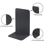 MSDADA Black Metal Bookends (8pcs, 4 pairs) for Book Shelves, Office, Heavy Books, Modern Minimalist Style - color: Black
