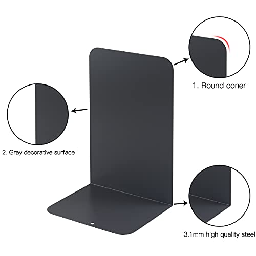 MSDADA Bookends, Book Ends for Book Shelves, Bookends for Office, Book Ends for Heavy Books,Metal Bookend Supports, Modern Minimalist Style Bookends, Black(2 pairs) - color: Black