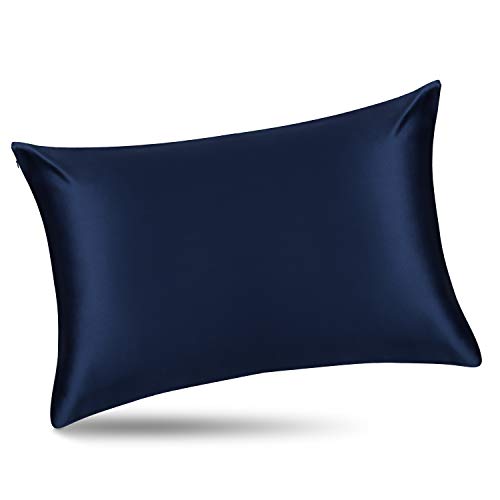 ALASKA BEAR Silk Pillowcase Queen Size Gift Set for Skin and Hair Care Beauty Sleep 100 Percent Organic Mulberry Pillow Slip Case (1pc, Navy) - color: Navy Blue, size: Queen 20''x30''