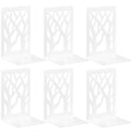 VFINE Withe Bookend 6-Piece, Tree Design Bookends for Shelves, Metal Book Ends for Desk, Decoration Stylish Bookshelf Bookends for Home Office School Supplies - style: White bookend 3 pairs