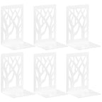 VFINE Withe Bookend 6-Piece, Tree Design Bookends for Shelves, Metal Book Ends for Desk, Decoration Stylish Bookshelf Bookends for Home Office School Supplies - style: White bookend 3 pairs