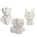 Face Vase Unique Ceramic Vase for Room,Office,Home Decor,White,Set - style: White-Set