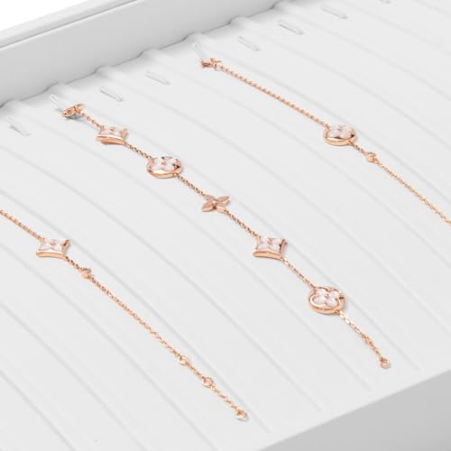 Oirlv Premium White Leather Stackable Jewelry Tray 18 Gird Necklace Bracelet Organizer Showcase Necklace Display Tray - color: White, size: Necklace/Bracelet Tray