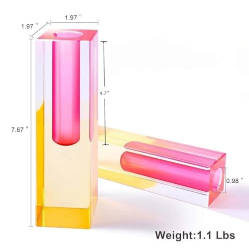 Acrylic Vase, Bud Vase for Centerpieces, Maximalist Decor Cute Flowers Vases for Modern Home, Office, Bedroom, Living Room, Dining Table (Pure Purple, Peach Powder) - color: Purple，pink
