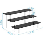 HENABLE 3 Tier Perfume Organizer Stand, Black Acrylic Risers Display Stands, Cologne Shelf Dessert Display for Party, Figure Stand Funko POP Shelves, Collection Cosmetic, Cupcake Stand Holder - size: 3-Tier